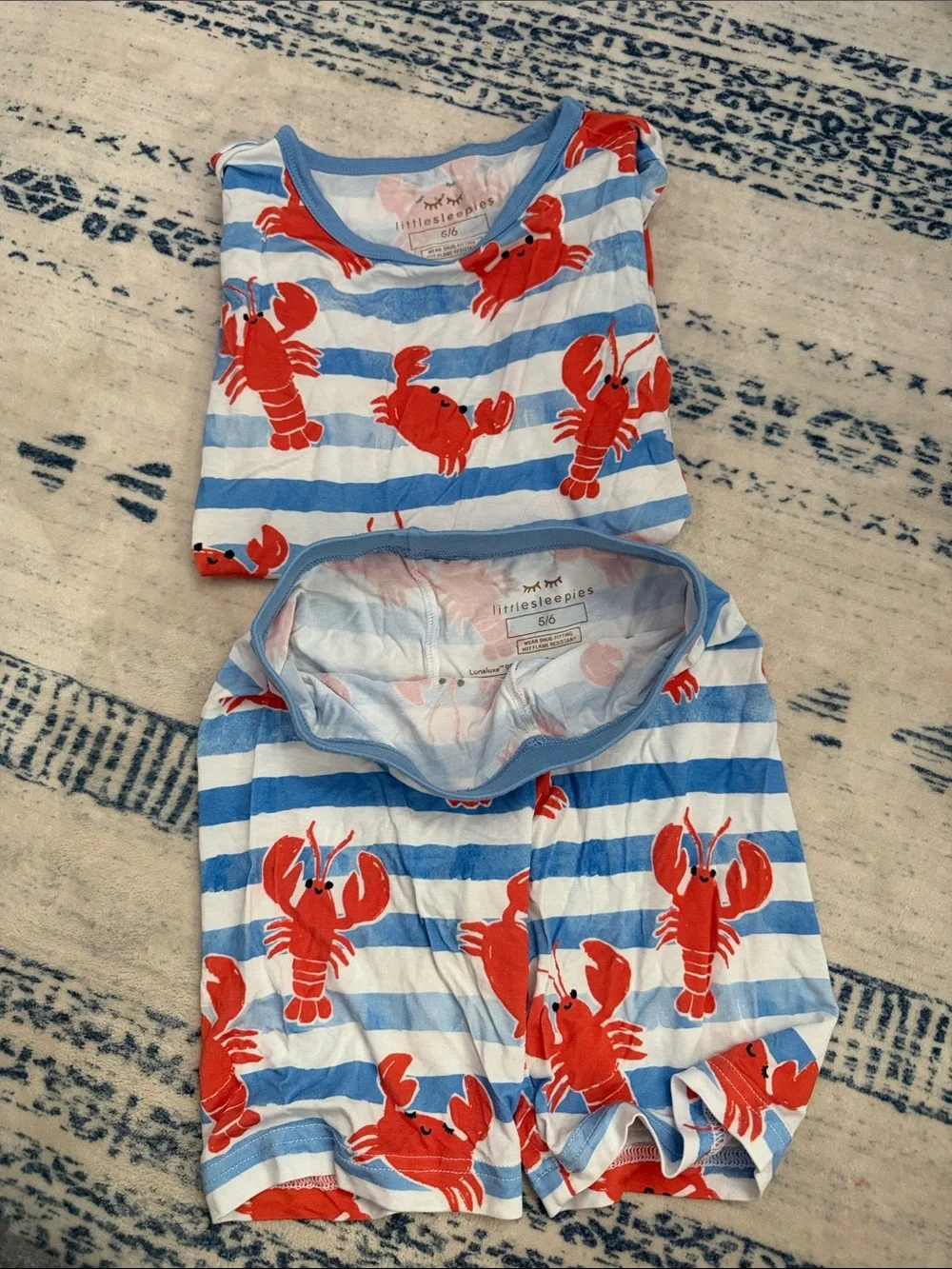 Little Sleepies Kids Red Lobster Stripe Pajama Set - Size 5/6